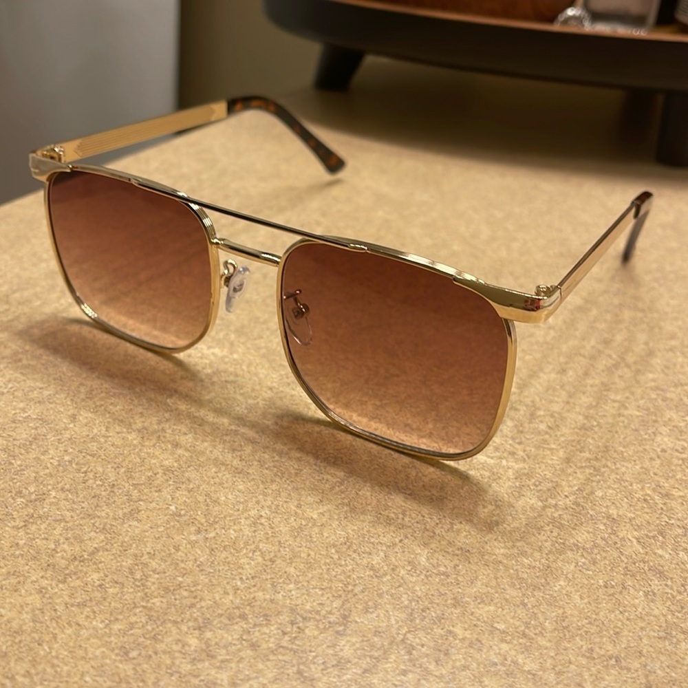 Brown tinted Sunglasses with Gold Frame